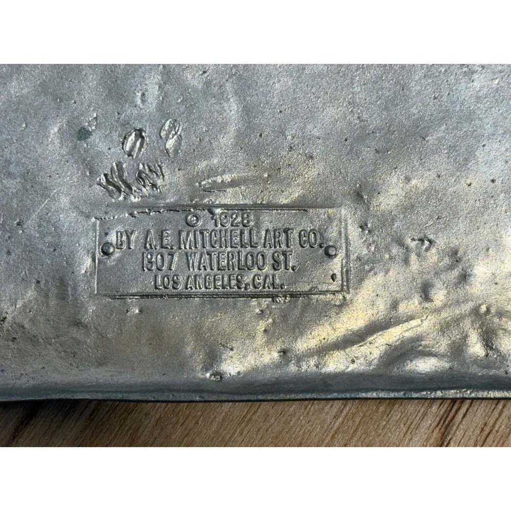 Vintage 1928 AE Mitchell Art Co Metal Scripture Wall Plaque Psalm 37:4 Gold 9in